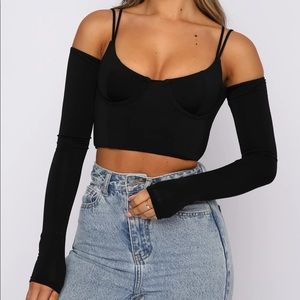 COPY - WHITE FOX HERE WITH YOU LONG SLEEVE CROP TOP SIZE M BLACK